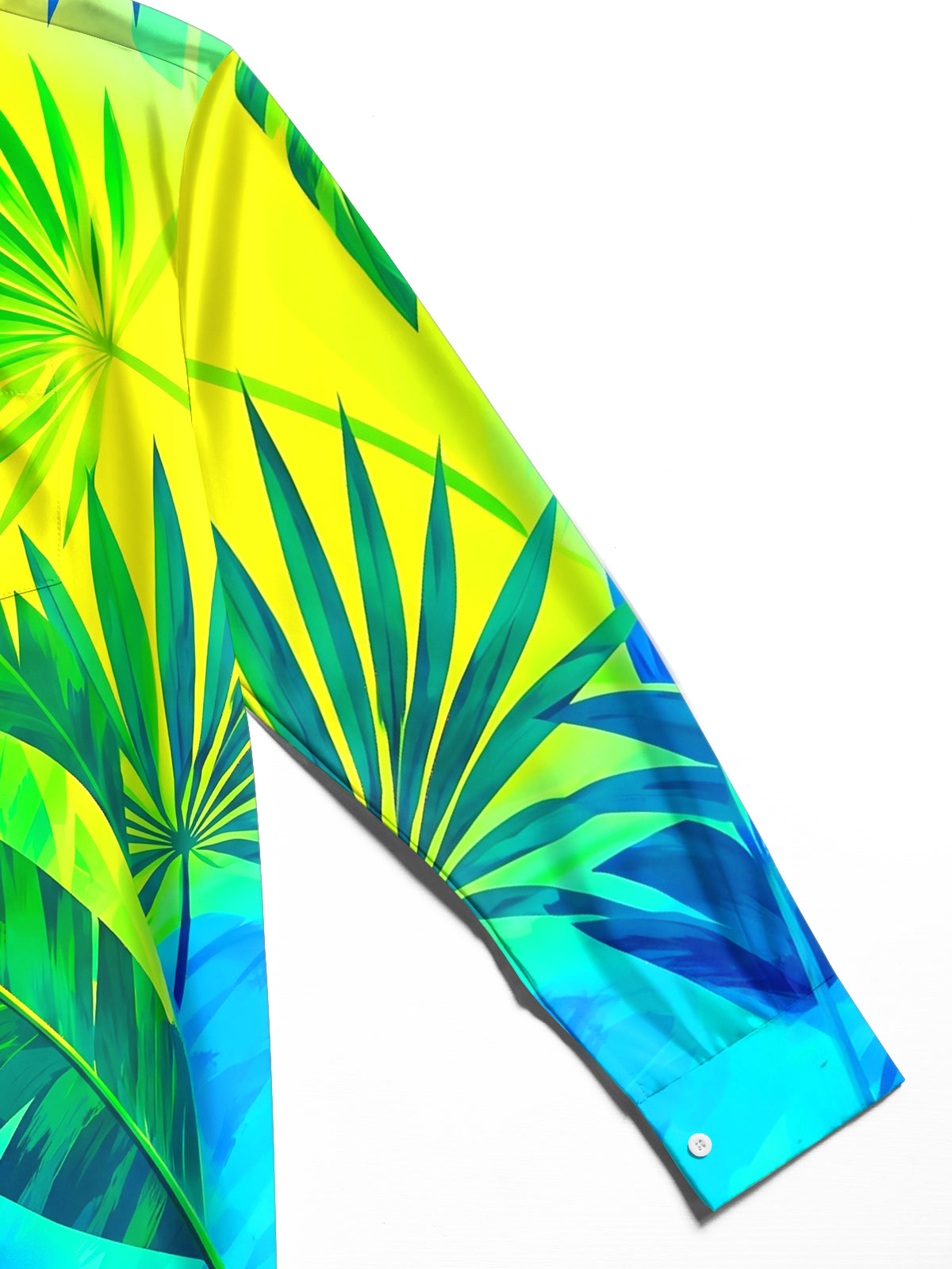 Oceanlyte Men's Tropical Palm Leaves And Plant Foliage Print Long Sleeve Shirt with Chest Pocket