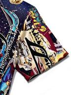 Oceanlyte Men's Graphic Saxophone Instruments Print Short Sleeve Shirt with Chest Pocket