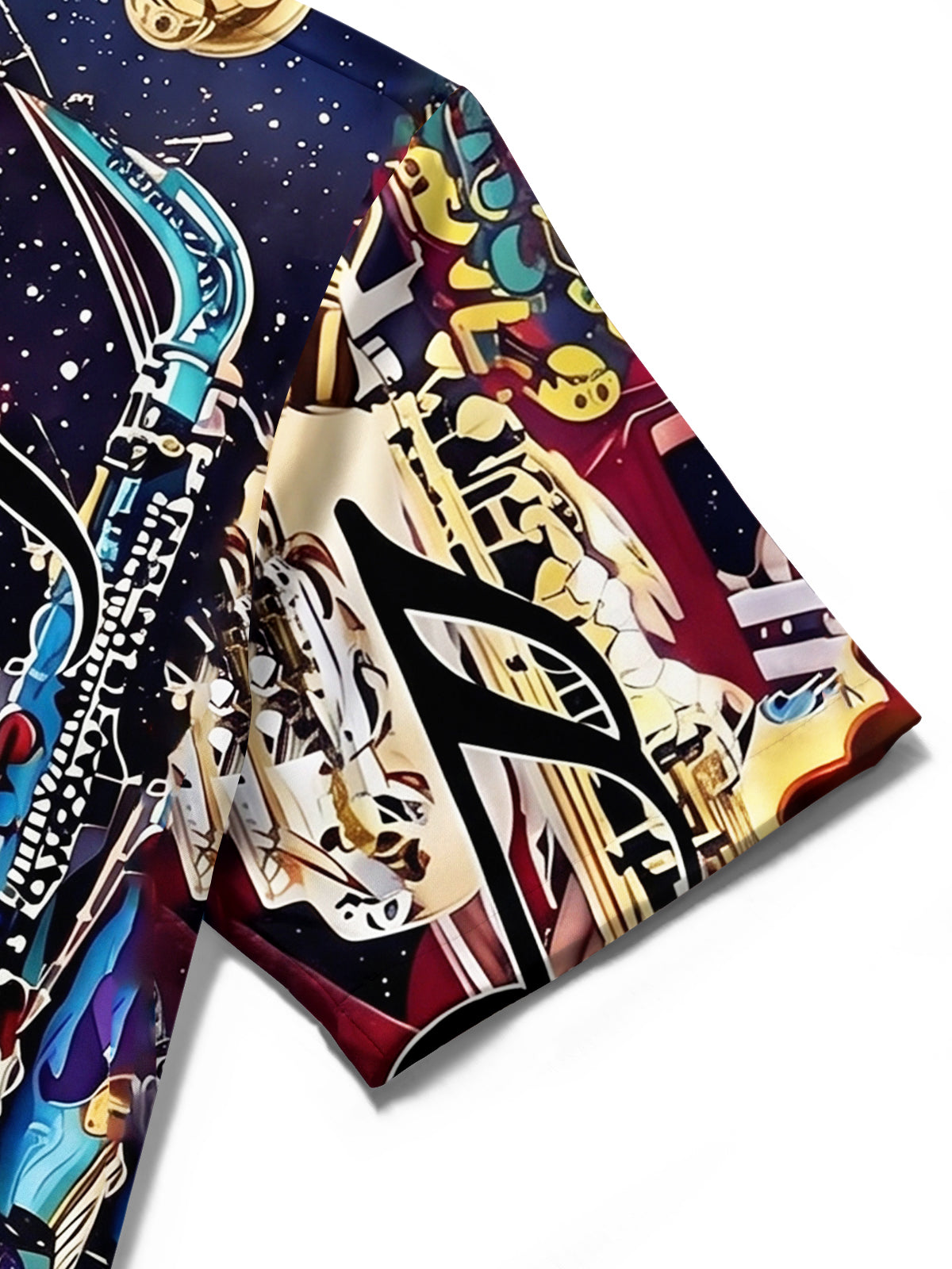 Oceanlyte Men's Graphic Saxophone Instruments Print Short Sleeve Shirt with Chest Pocket