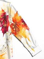 Oceanlyte Men's Autumn Maple Leaves And Music Score Print Long Sleeve Shirt with Chest Pocket