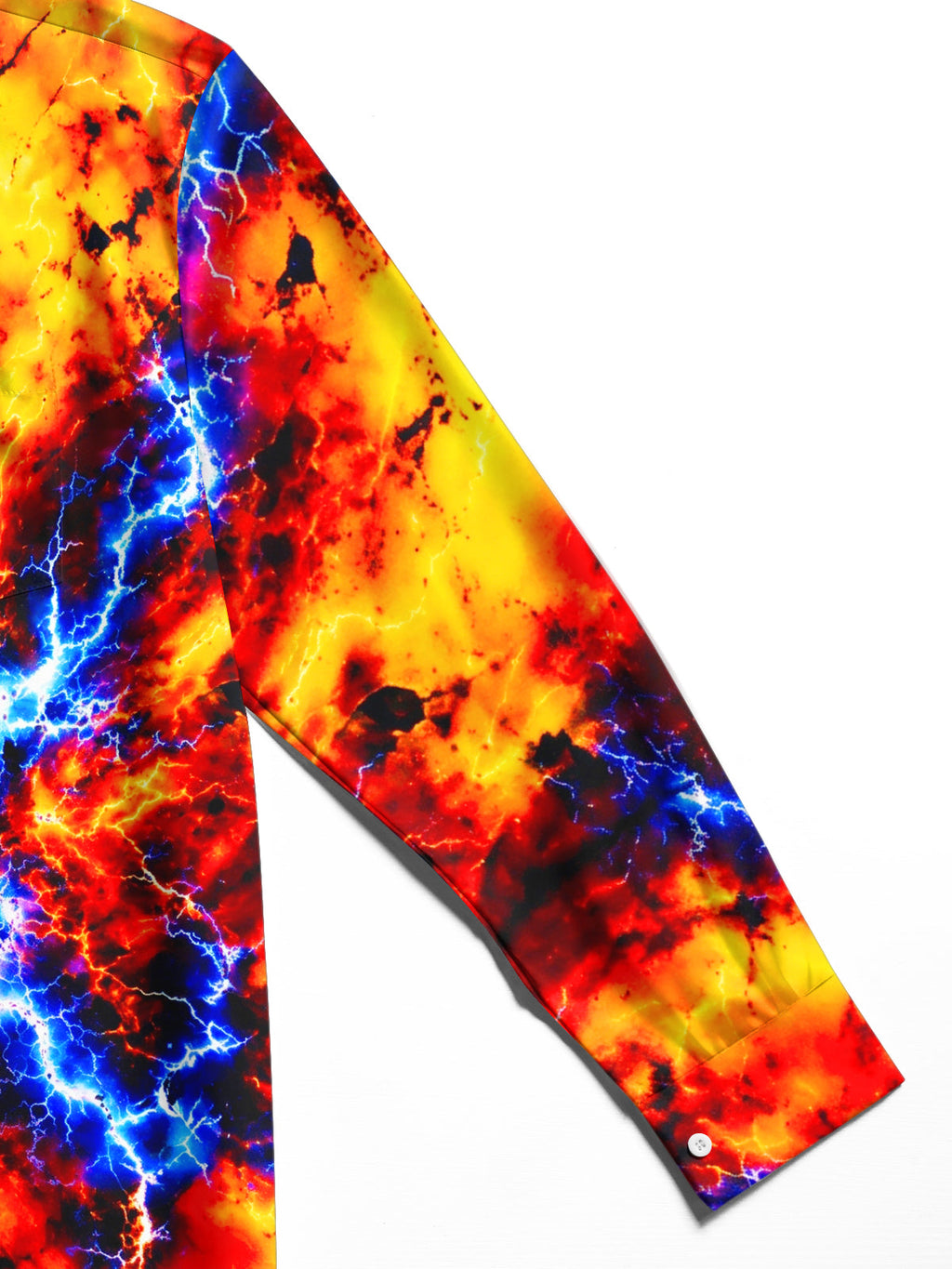 Oceanlyte Men's Tie Dye Abstract Lava And Lightning Pattern Long Sleeve Shirt with Chest Pocket
