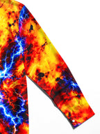 Oceanlyte Men's Tie Dye Abstract Lava And Lightning Pattern Long Sleeve Shirt with Chest Pocket