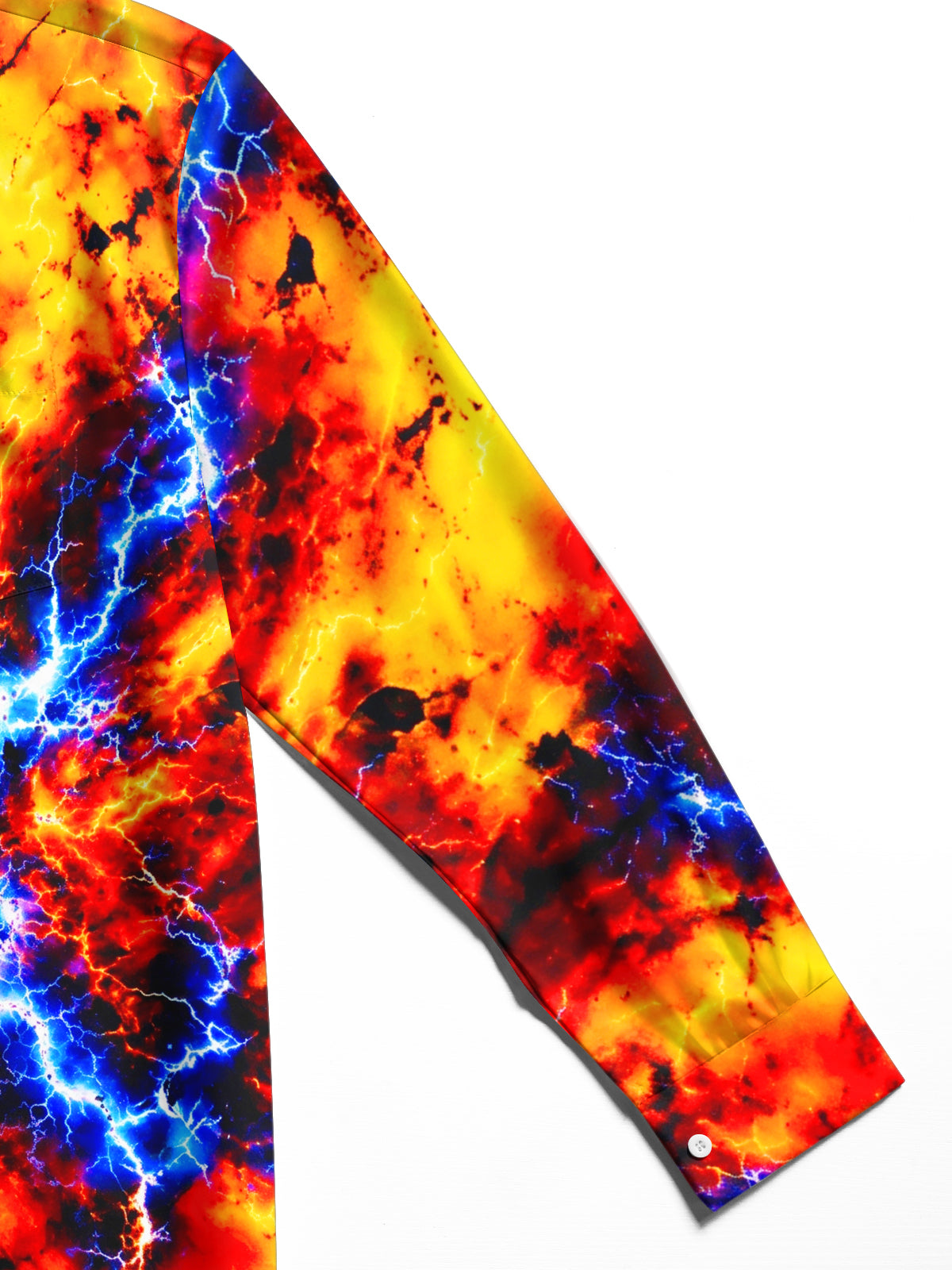 Oceanlyte Men's Tie Dye Abstract Lava And Lightning Pattern Long Sleeve Shirt with Chest Pocket