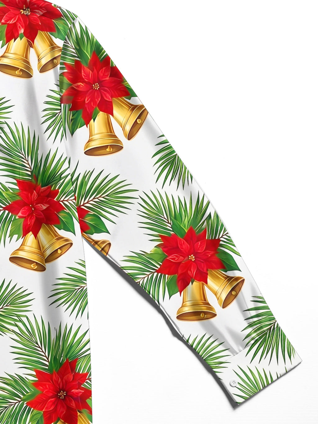 Oceanlyte Men's Hawaiian Christmas Poinsettia And Bells Print Long Sleeve Shirt