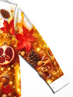Oceanlyte Men's Printed Autumn Pumpkin And Pomegranate Print Long Sleeve Shirt with Chest Pocket