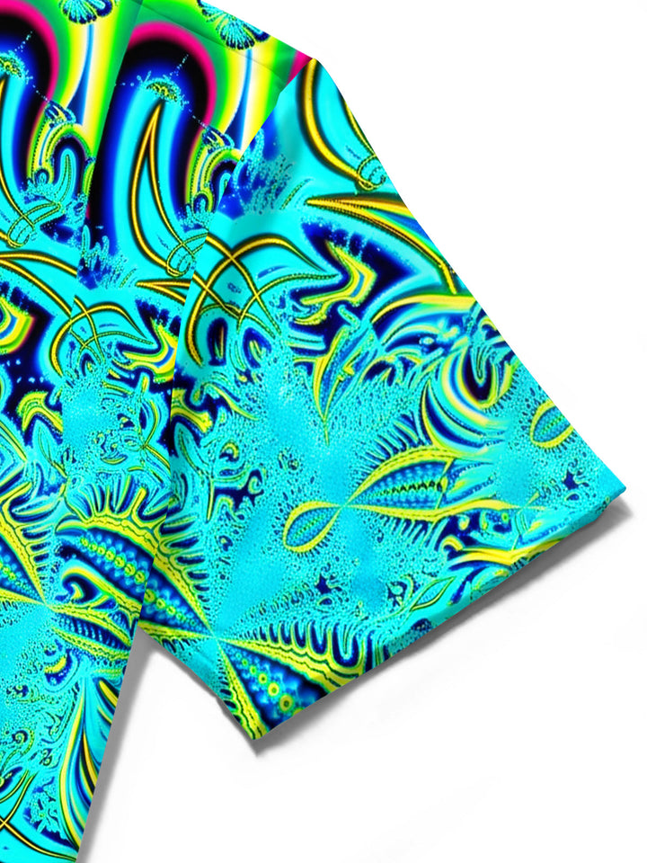 Oceanlyte Men's Hawaiian Mandala Pattern Short Sleeve Shirt with Chest Pocket