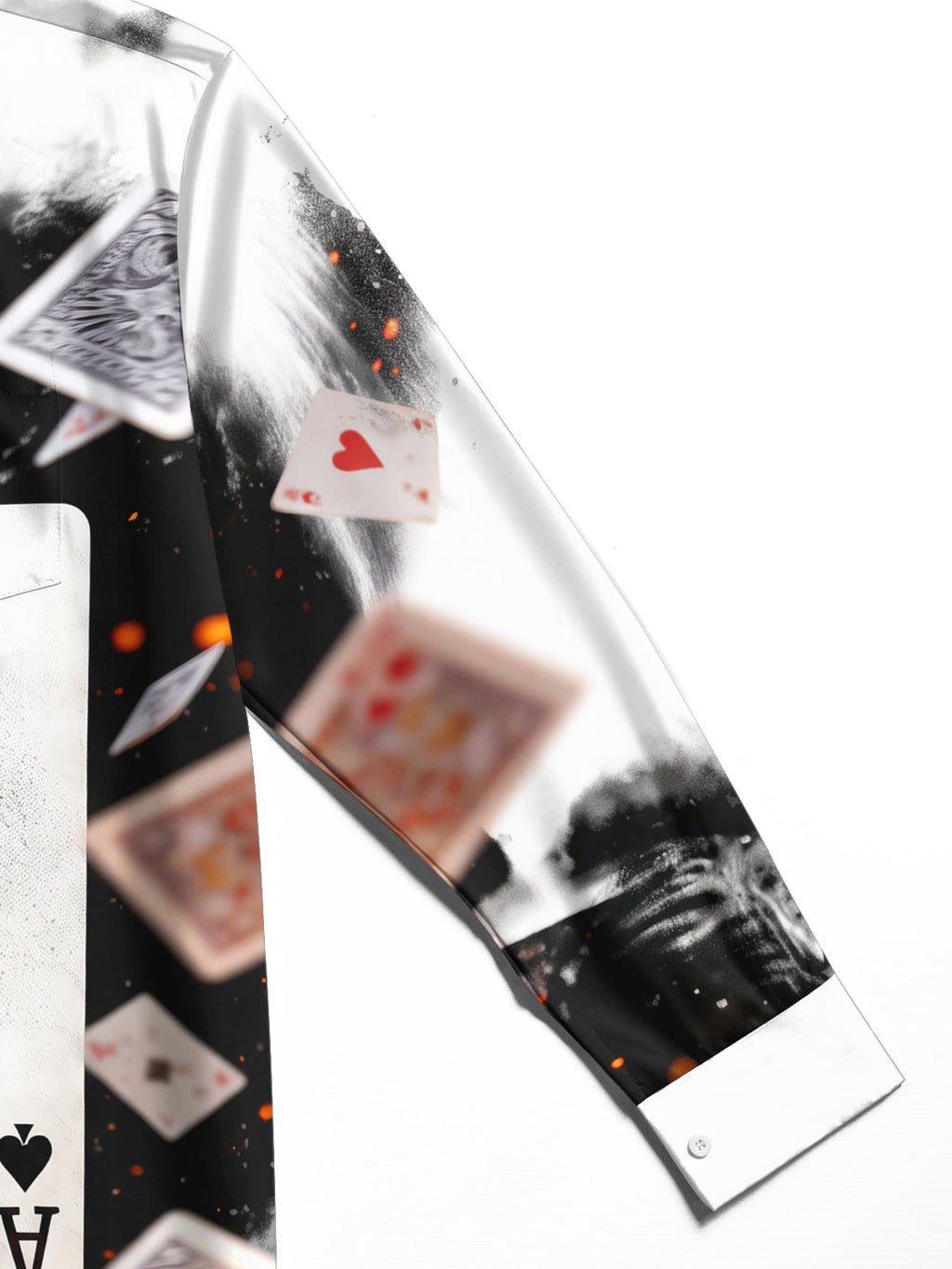 Oceanlyte Men's Graphic Playing Cards And Ace Of Spades Print Long Sleeve Shirt with Chest Pocket