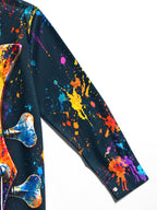 Oceanlyte Men's Long Sleeve Shirt - Bass Guitar Headstock With Paint Splatter Print with Chest Pocket