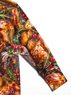 Oceanlyte Men's Long Sleeve Shirt - Christmas Roast Turkey And Cranberries With Rosemary Print with Chest Pocket