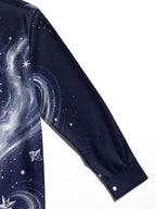 Oceanlyte Men's Vintage Astrolabe And Star Map Print Long Sleeve Shirt with Chest Pocket