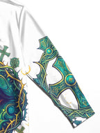 Oceanlyte Men's Long Sleeve Shirt - All-seeing Eye With Thorn Crown And Crosses Print with Chest Pocket