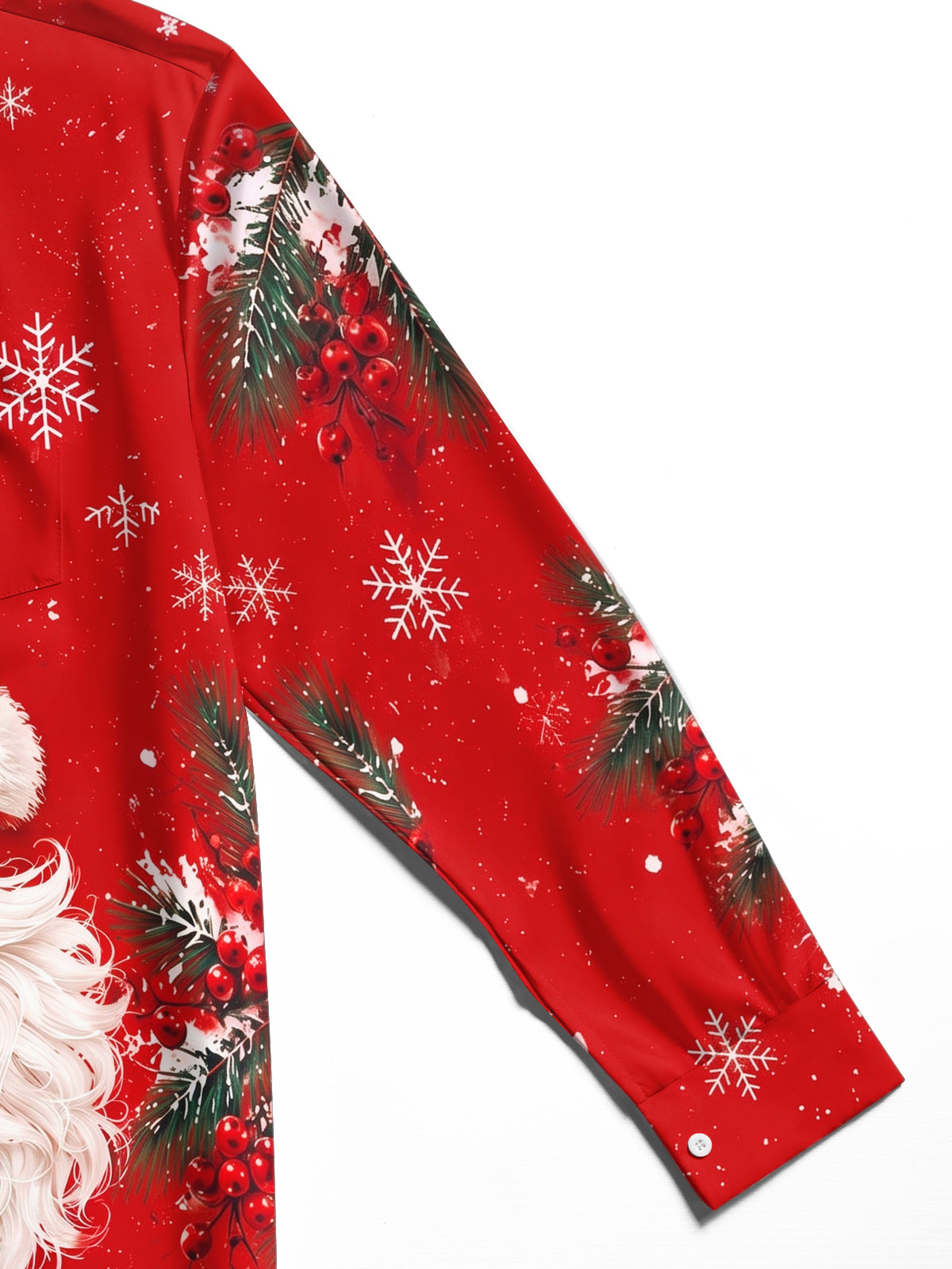 Oceanlyte Men's Printed Christmas Beard And Hat Print Long Sleeve Shirt with Chest Pocket