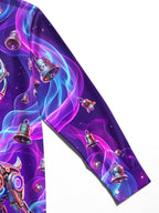 Oceanlyte Men's Long Sleeve Shirt - Cyberpunk Mechanical Reindeer And Christmas Bells Print with Chest Pocket