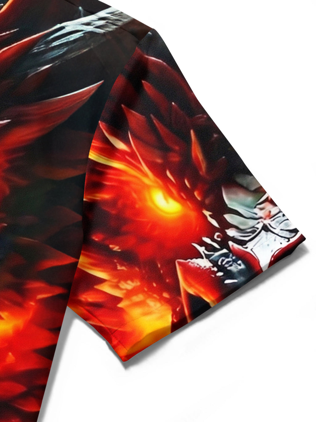 Oceanlyte Men's Graphic Fire Dragon Print Glowing Eyes Print Short Sleeve Shirt with Chest Pocket