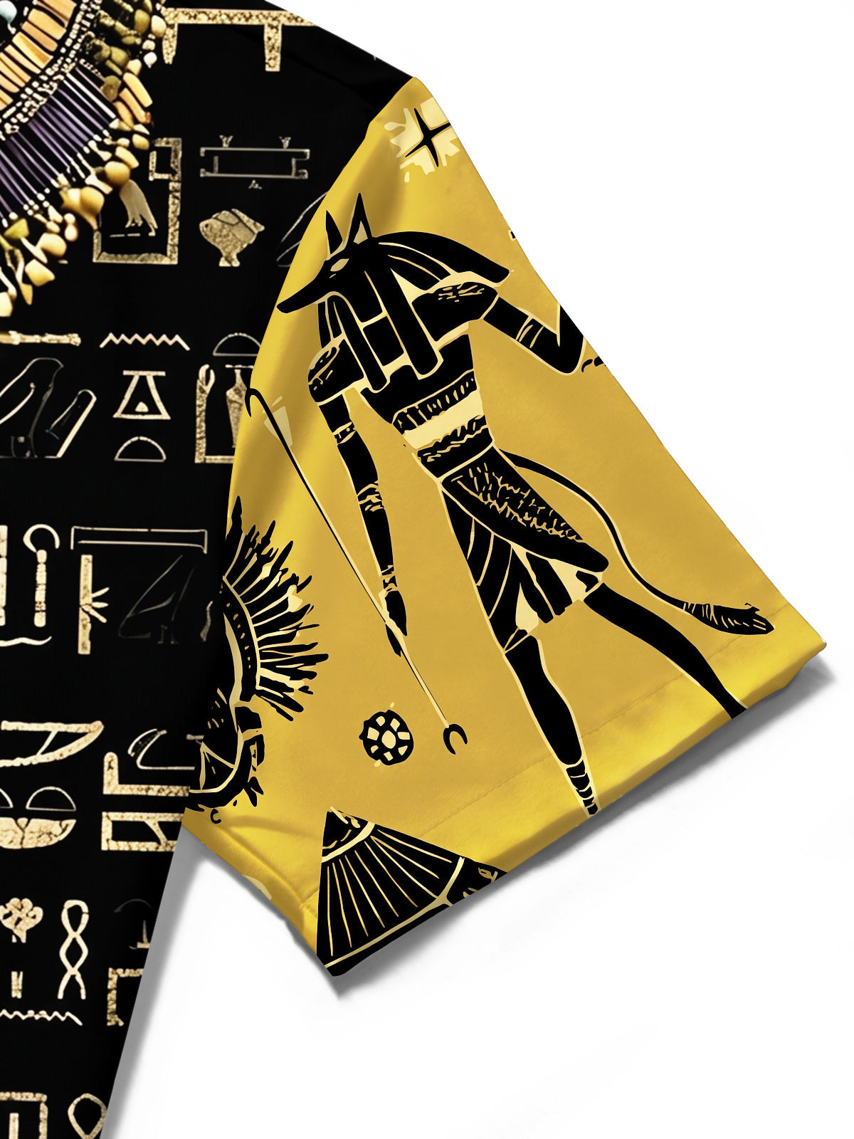 Oceanlyte Men's Vintage Style Egyptian Hieroglyphs Print Short Sleeve Shirt with Chest Pocket