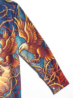 Oceanlyte Men's Bald Eagles And Crown Of Thorns Cross Print Long Sleeve Shirt with Chest Pocket