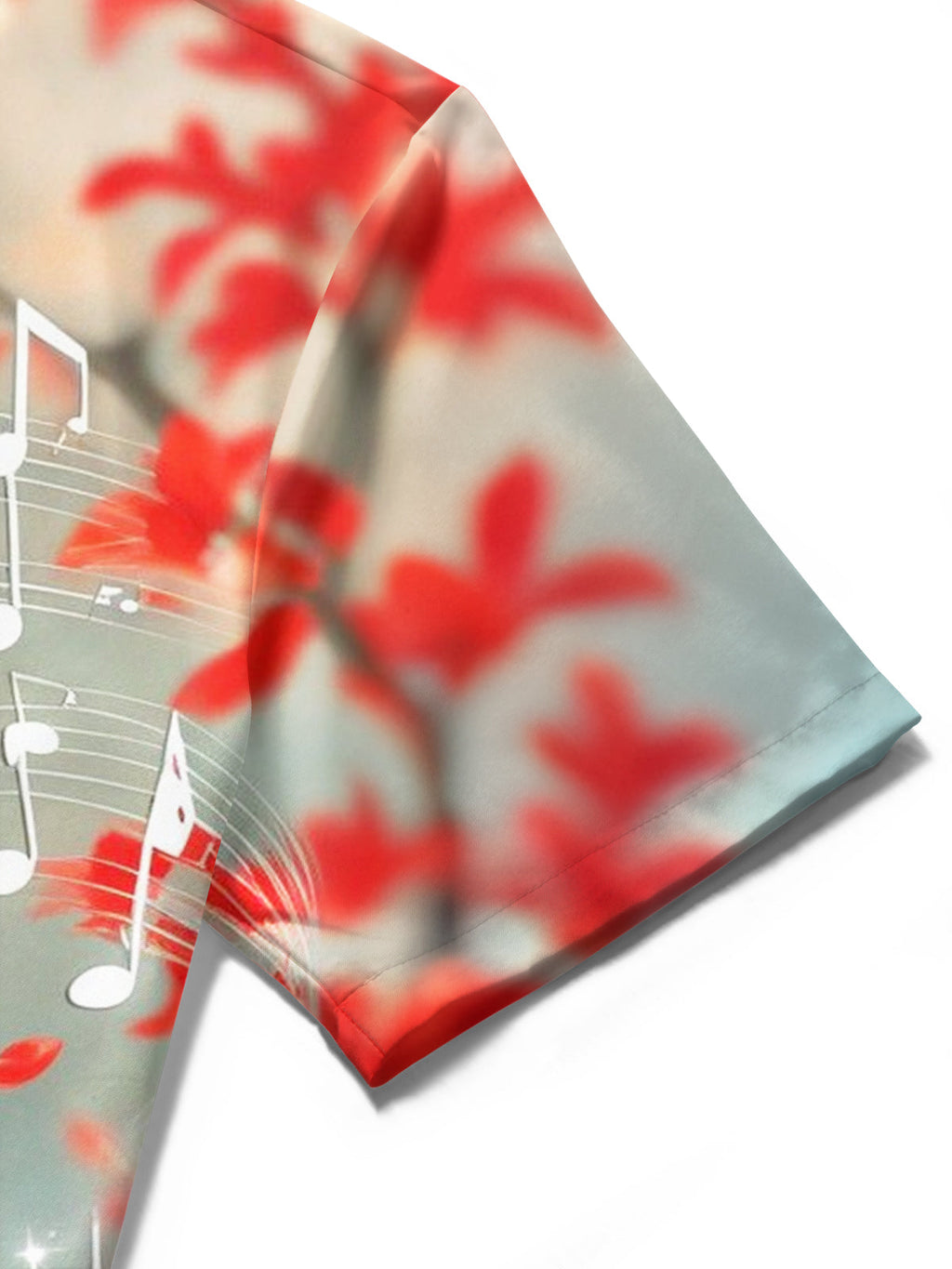 Oceanlyte Men's Graphic Red Bird Print Musical Notes Print Short Sleeve Shirt with Chest Pocket