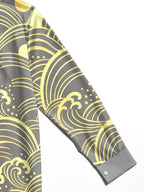 Oceanlyte Men's Hawaiian Japanese Wave Pattern With Sun Long Sleeve Shirt with Chest Pocket