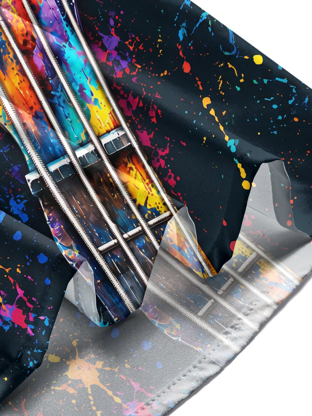 Oceanlyte Men's Long Sleeve Shirt - Bass Guitar Headstock With Paint Splatter Print with Chest Pocket