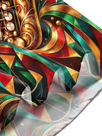 Oceanlyte Men's Long Sleeve Shirt - Saxophone And Abstract Geometric Patterns Print with Chest Pocket