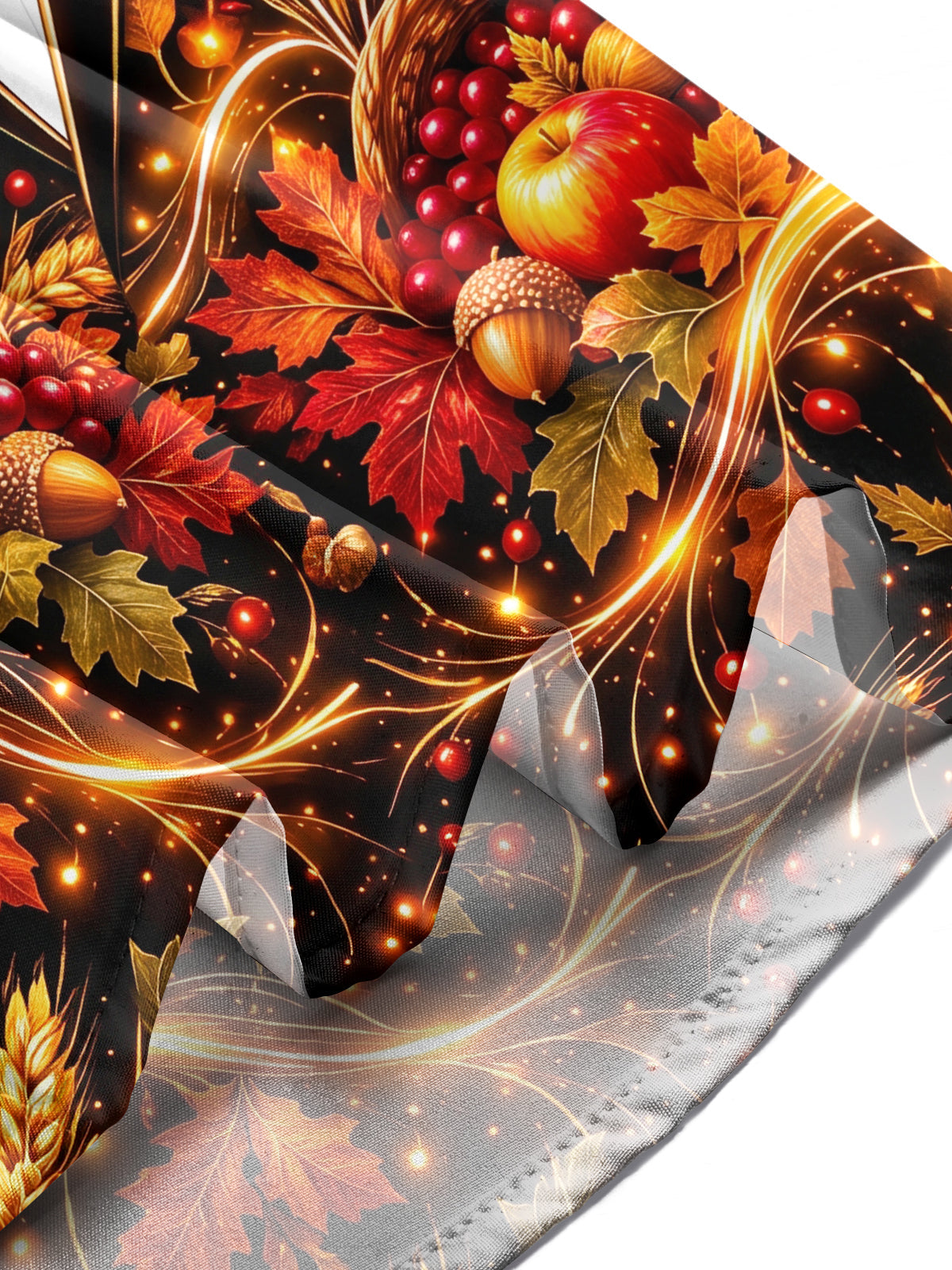 Oceanlyte Men's Long Sleeve Shirt - Thanksgiving Harvest Cornucopia With Wheat And Acorns Print with Chest Pocket
