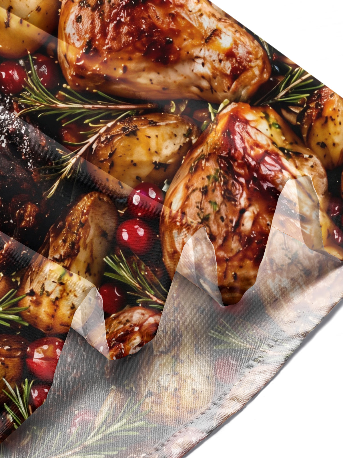 Oceanlyte Men's Long Sleeve Shirt - Christmas Roast Turkey And Cranberries With Rosemary Print with Chest Pocket