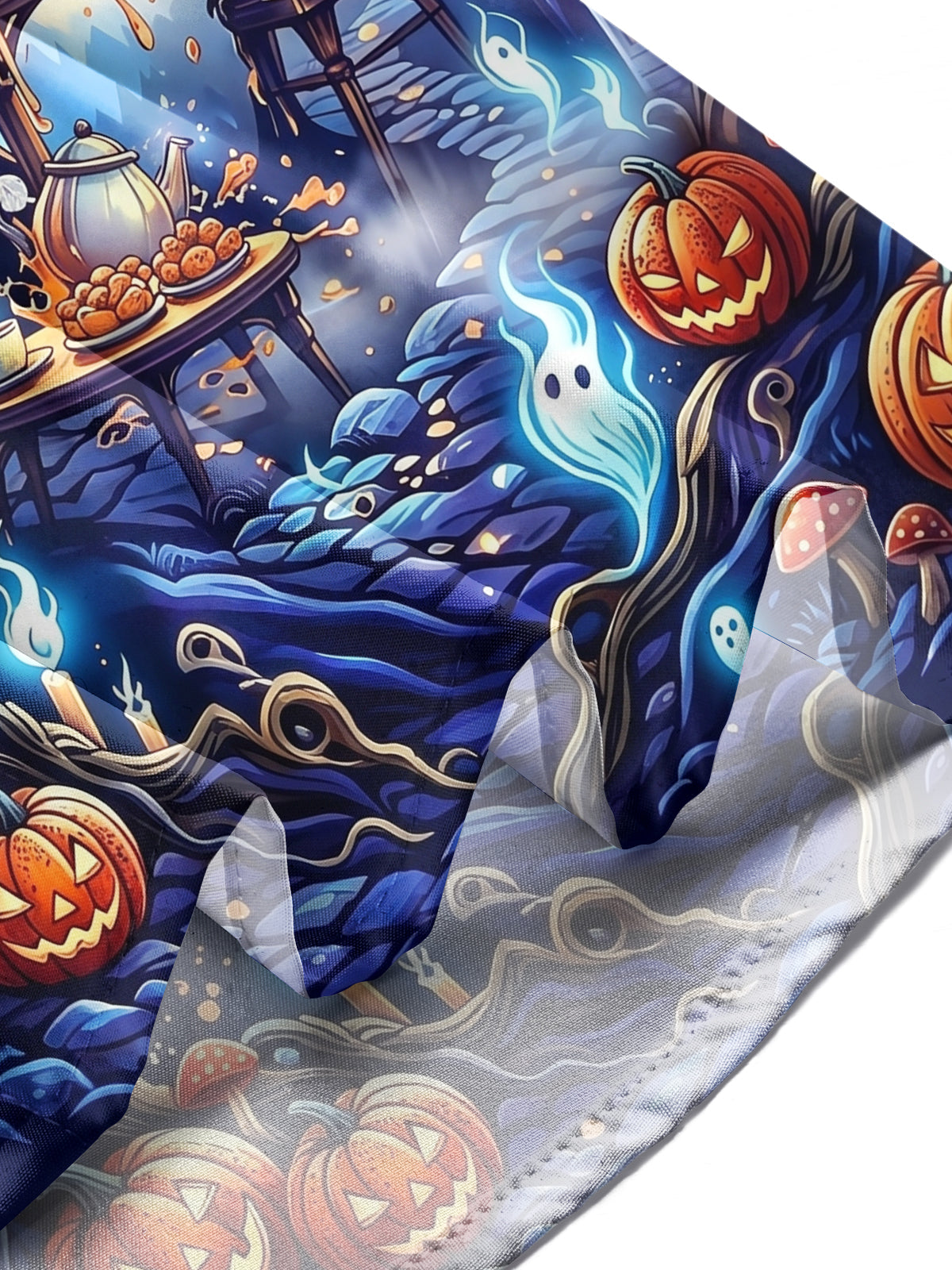 Oceanlyte Men's Halloween Witch And Raven Tea Party Print Long Sleeve Shirt with Chest Pocket