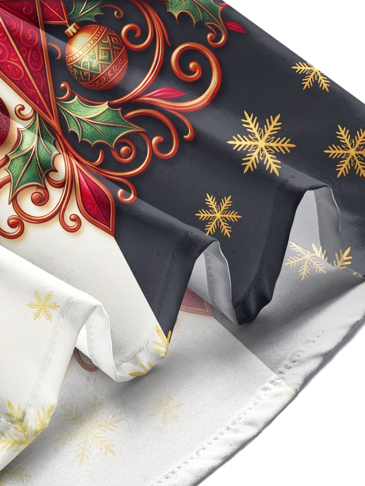 Oceanlyte Men's Christmas Star Holly Baubles Snowflakes Print Long Sleeve Shirt with Chest Pocket