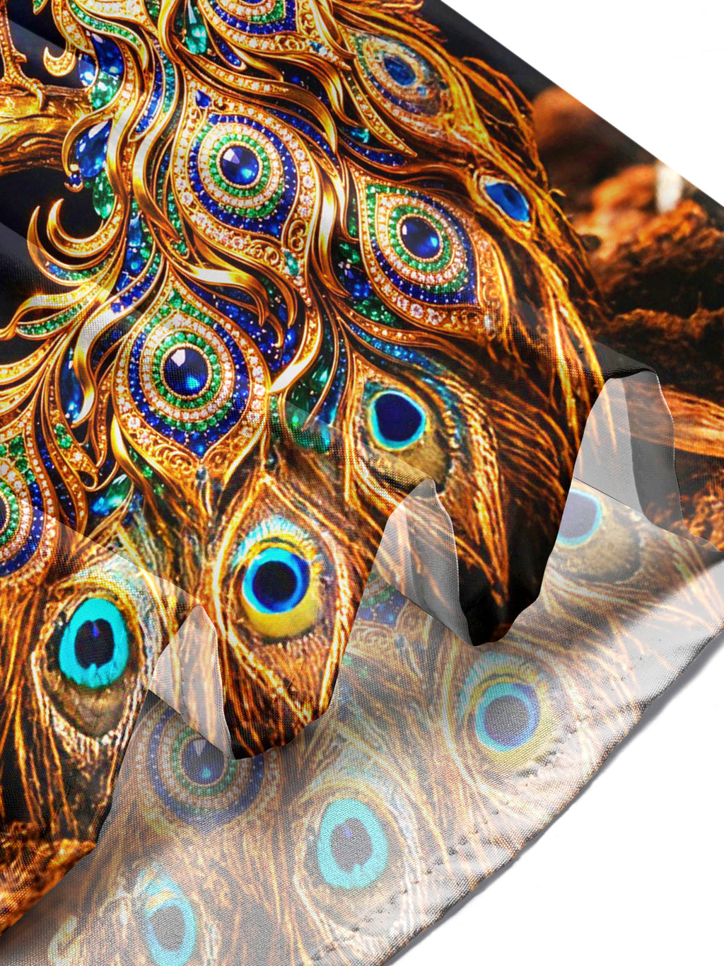 Oceanlyte Men's Graphic Art Gem Starry Peacock Print Long Sleeve Shirt with Chest Pocket