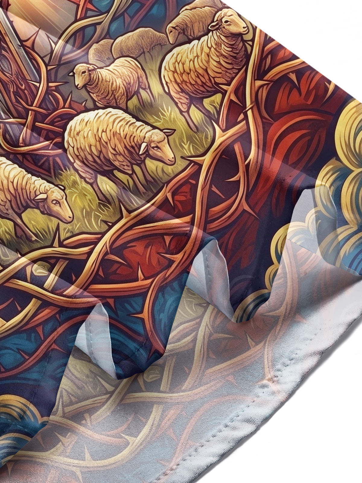 Oceanlyte Men's Bald Eagles And Crown Of Thorns Cross Print Long Sleeve Shirt with Chest Pocket