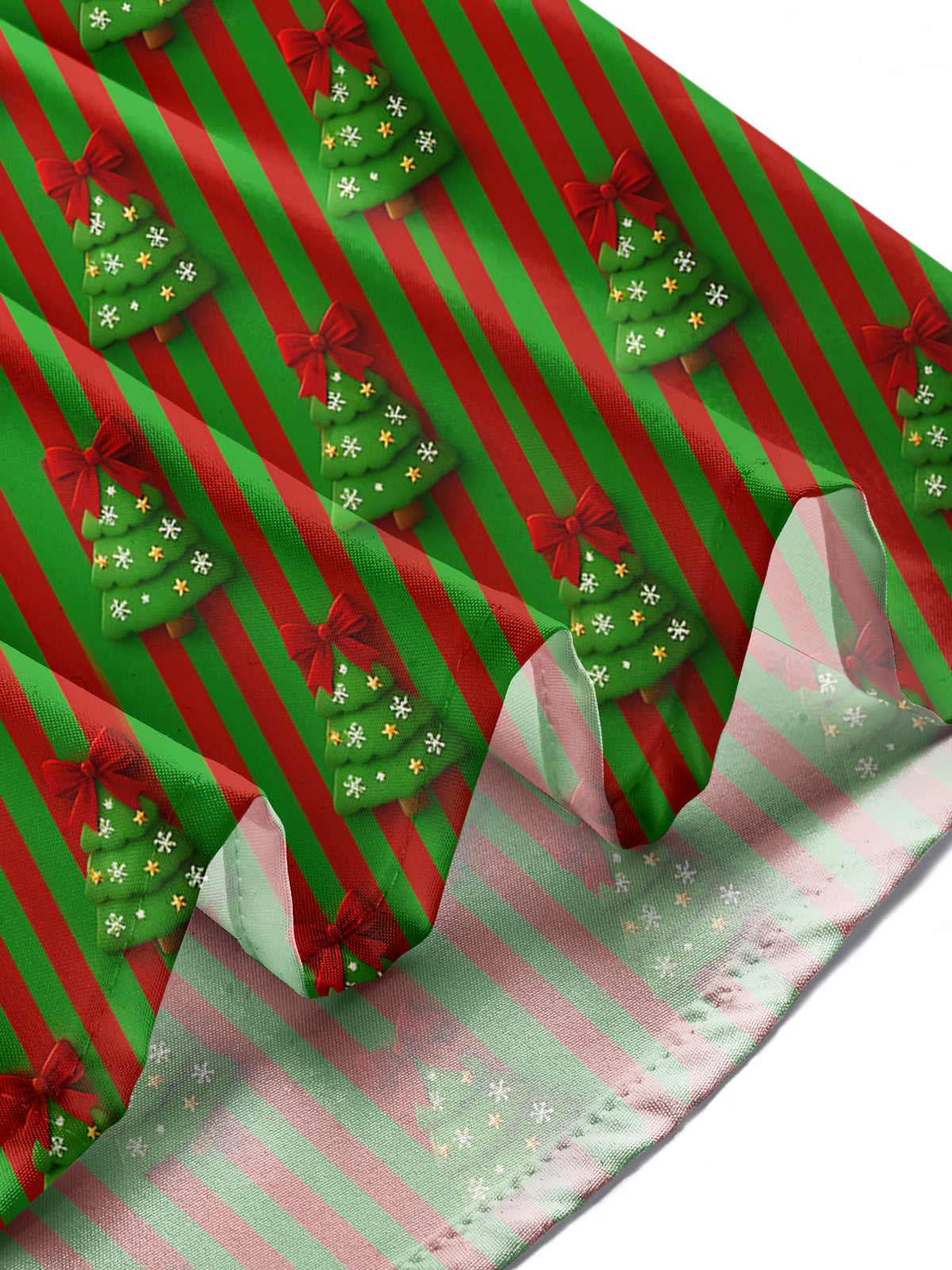 Oceanlyte Men's Long Sleeve Shirt - Christmas Trees With Red Bows And Snowflakes Print with Chest Pocket