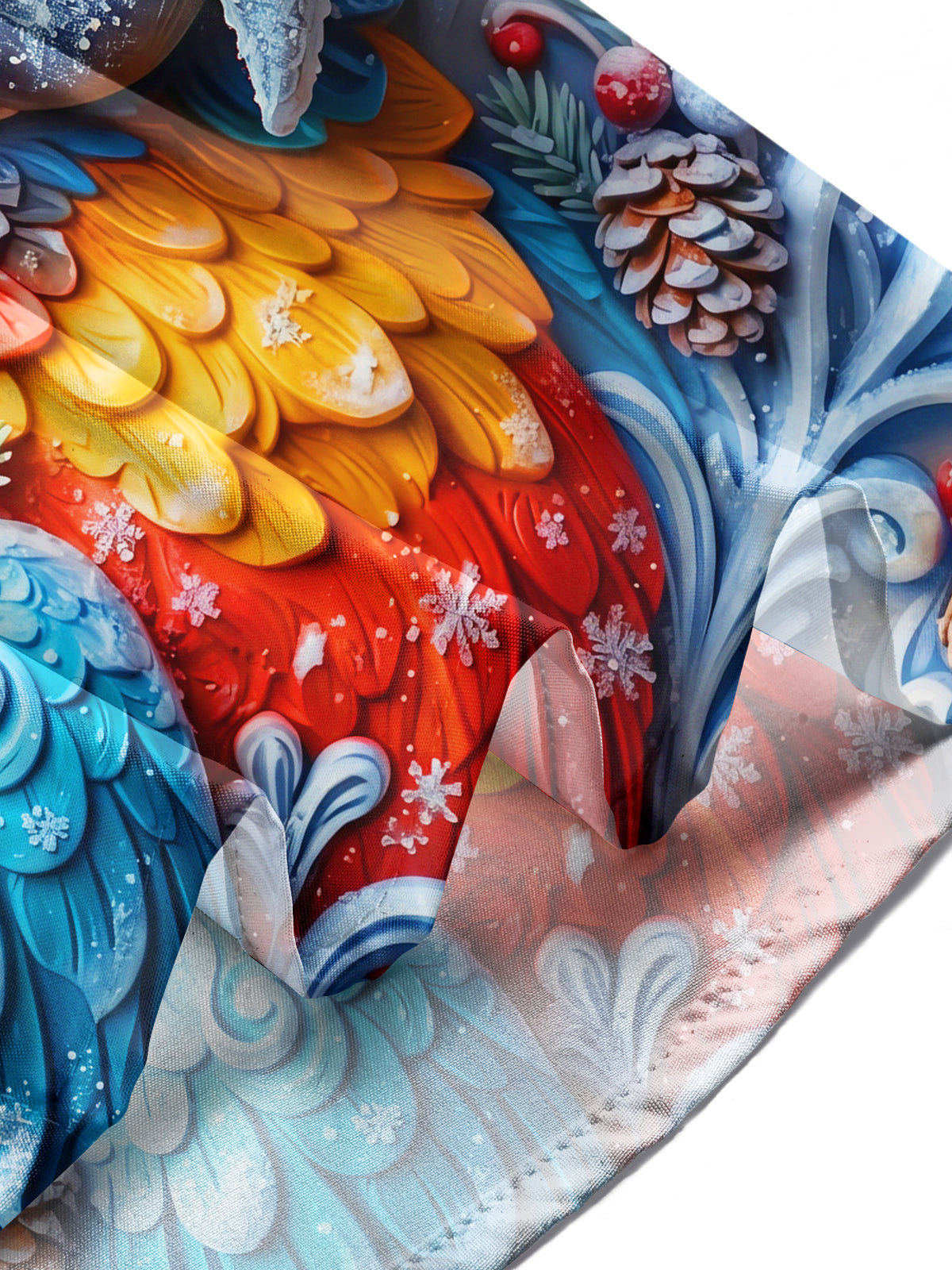 Oceanlyte Men's Long Sleeve Shirt - Winter Colorful Parrot With Winter Pine Cones And Berries Print with Chest Pocket