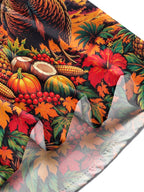 Oceanlyte Men's Thanksgiving Turkey And Harvest Basket Print Long Sleeve Shirt with Chest Pocket