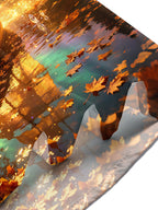Oceanlyte Men's Printed Autumn Scenery Print Short Sleeve Shirt with Chest Pocket