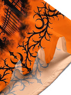 Oceanlyte Men's Short Sleeve Shirt - Halloween Black Cat On Lantern With Moon And Trees Print with Chest Pocket