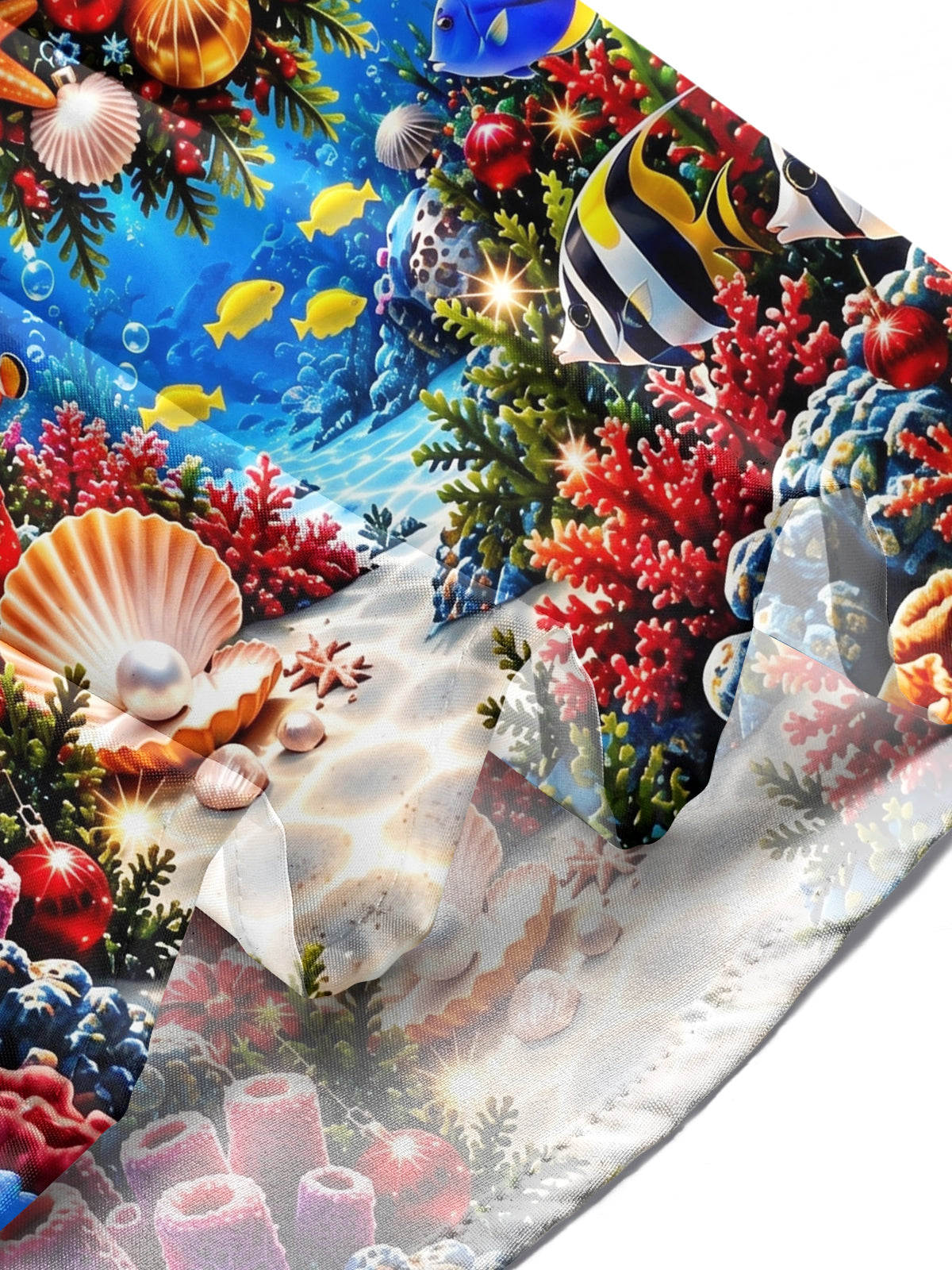 Oceanlyte Men's Long Sleeve Shirt - Sea Turtle Wearing Santa Hat And Christmas Wreath Print with Chest Pocket
