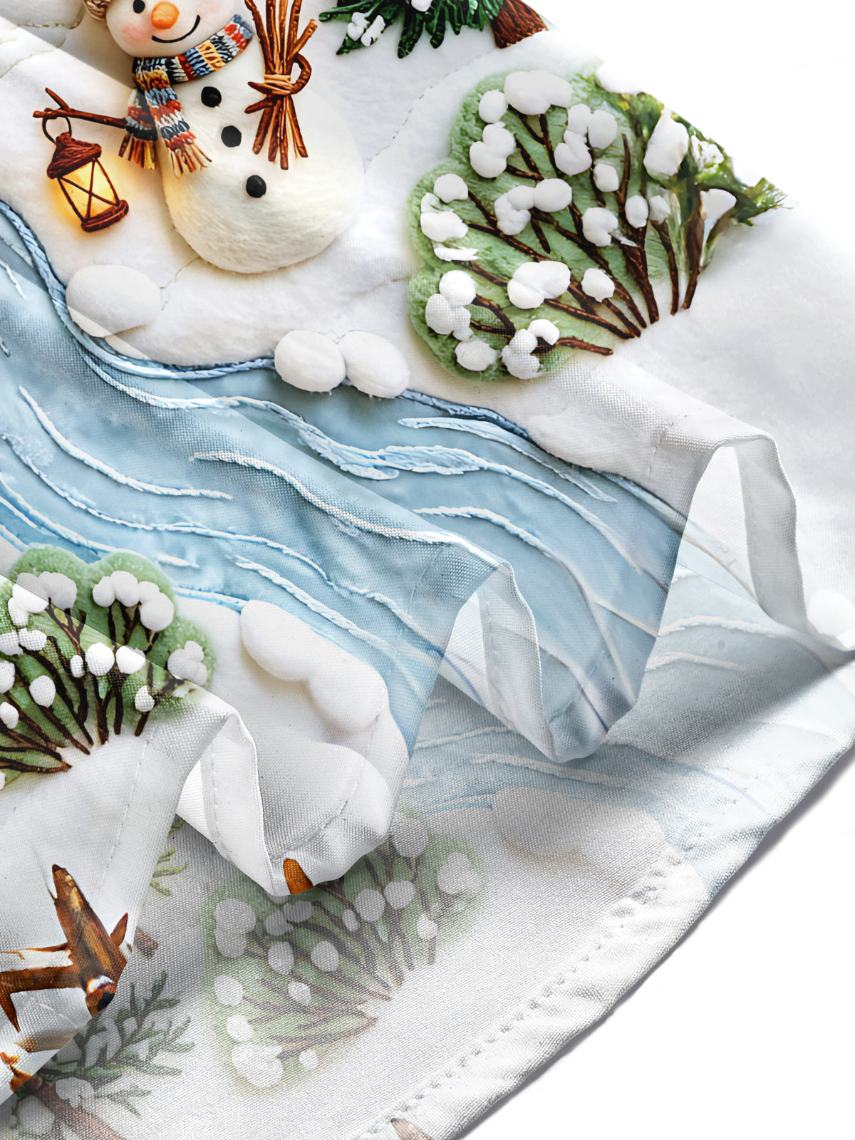 Oceanlyte Men's Printed Winter Snow Village Print Long Sleeve Shirt with Chest Pocket