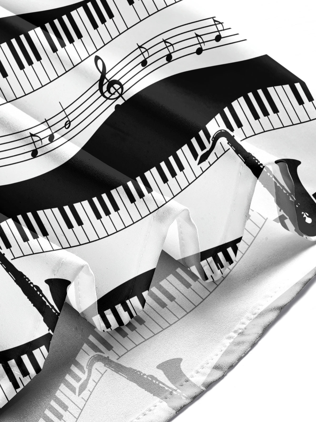 Oceanlyte Men's Graphic Piano Keys And Musical Notes Print Long Sleeve Shirt with Chest Pocket