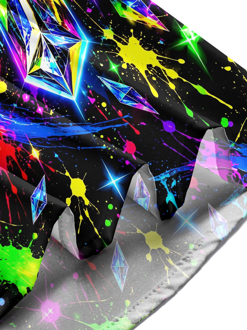 Oceanlyte Men's Neon Crystal Cross And Paint Splatters Print Long Sleeve Shirt with Chest Pocket