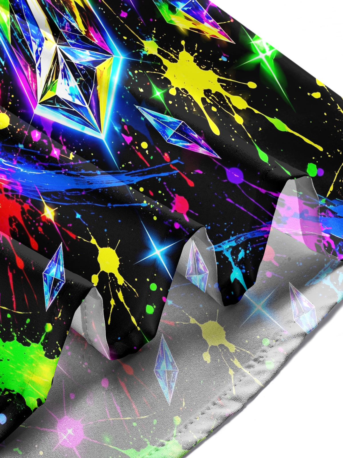 Oceanlyte Men's Neon Crystal Cross And Paint Splatters Print Long Sleeve Shirt with Chest Pocket