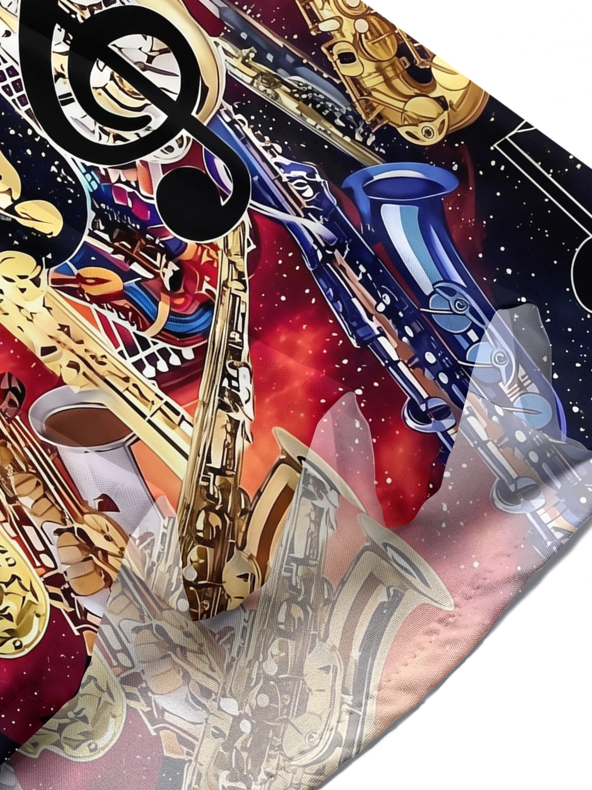 Oceanlyte Men's Graphic Saxophone Instruments Print Short Sleeve Shirt with Chest Pocket