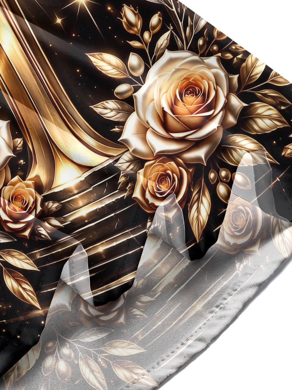 Oceanlyte Men's Printed Golden Cross And Roses Print Long Sleeve Shirt with Chest Pocket