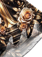 Oceanlyte Men's Printed Golden Cross And Roses Print Long Sleeve Shirt with Chest Pocket