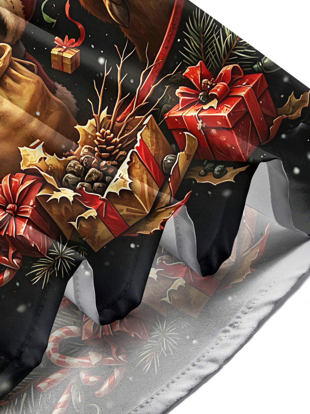 Oceanlyte Men's Long Sleeve Shirt - Angry Santa Claus And Reindeer With Gifts Print with Chest Pocket