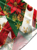 Oceanlyte Men's Christmas Poinsettias And Ornaments Print Long Sleeve Shirt with Chest Pocket