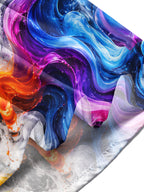 Oceanlyte Men's Printed Abstract Swirling Fluid Colors Print Long Sleeve Shirt with Chest Pocket