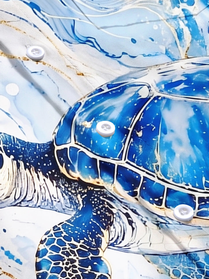 Hawaiian Sea Turtle Men's Pocket Short Sleeve Shirts