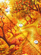 Oceanlyte Men's Long Sleeve Shirt - Autumn Orchard Path With Apples And Pumpkins Print with Chest Pocket