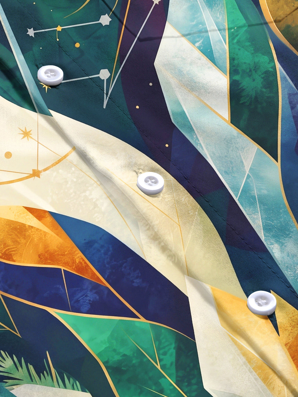 Oceanlyte Men's Printed Geometric Crystal And Starry Sky Print Long Sleeve Shirt with Chest Pocket