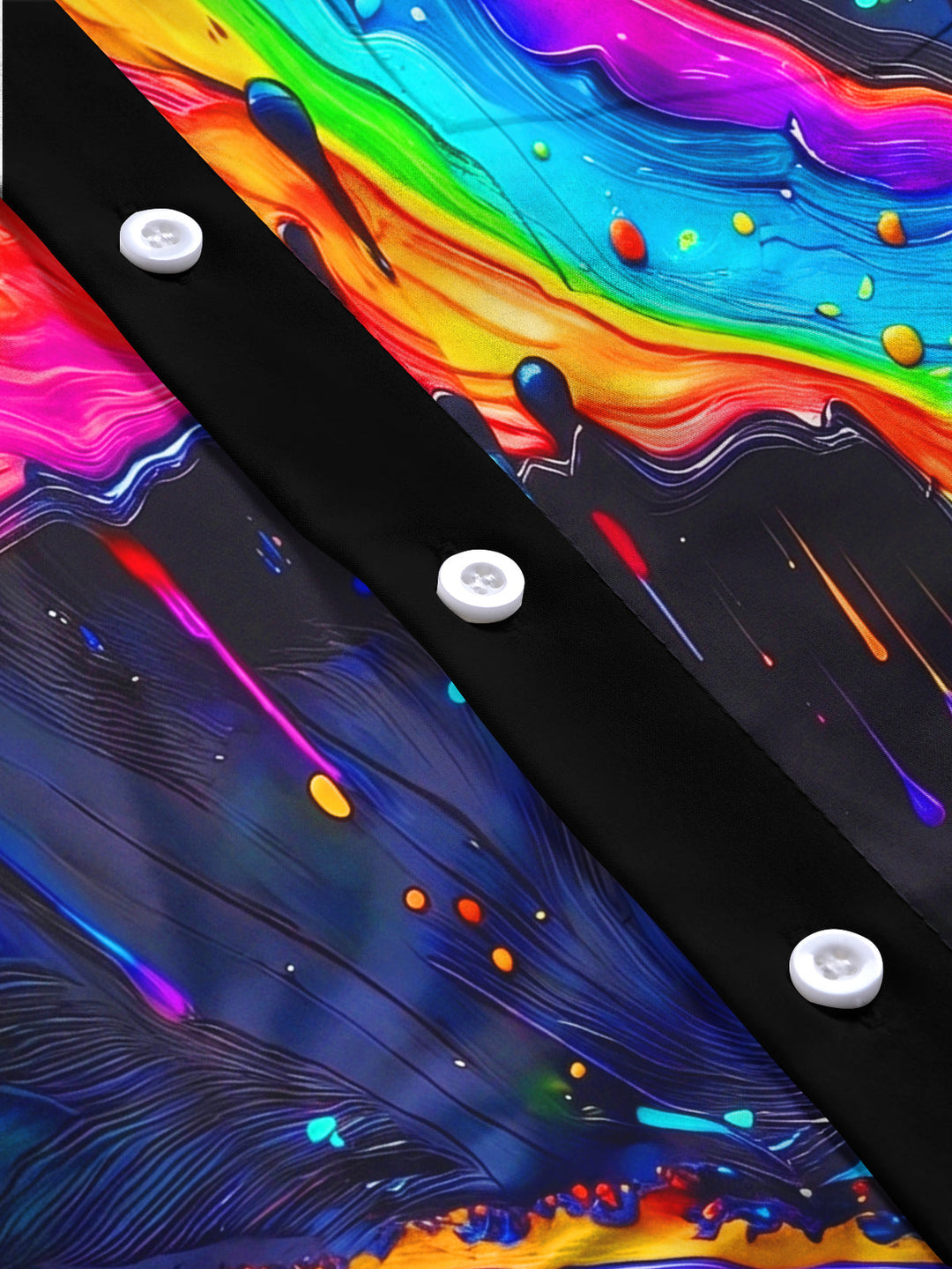 Oceanlyte Men's Graphic Abstract Rainbow Dripping Paint Print Long Sleeve Button Down Shirt with Chest Pocket